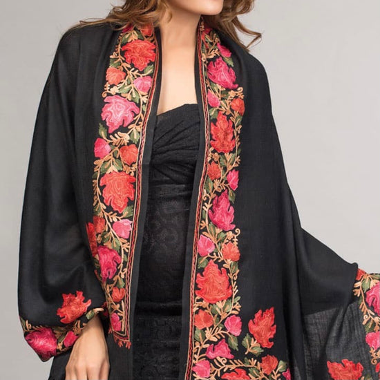 Image Title Jahnvi Embroidered Wool Shawl
